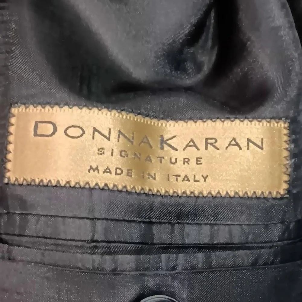 Donna Karan Signature Blazer Jacket Mens 44 Black Wool 3 Button Made‎ In Italy